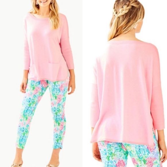 Lilly Pulitzer Pink Oversized Cobo Sweater w Boatneck in a size small - Picture 1 of 11
